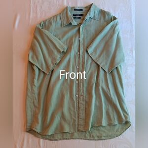 Daniel  Cremieux classic tailored fit green 100% linen short sleeved shirt XL